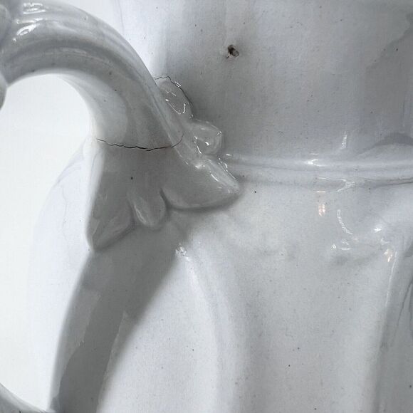 Antique Victorian White Ironstone China Teapot Cottage Farmhouse Decor - Picture 7 of 14